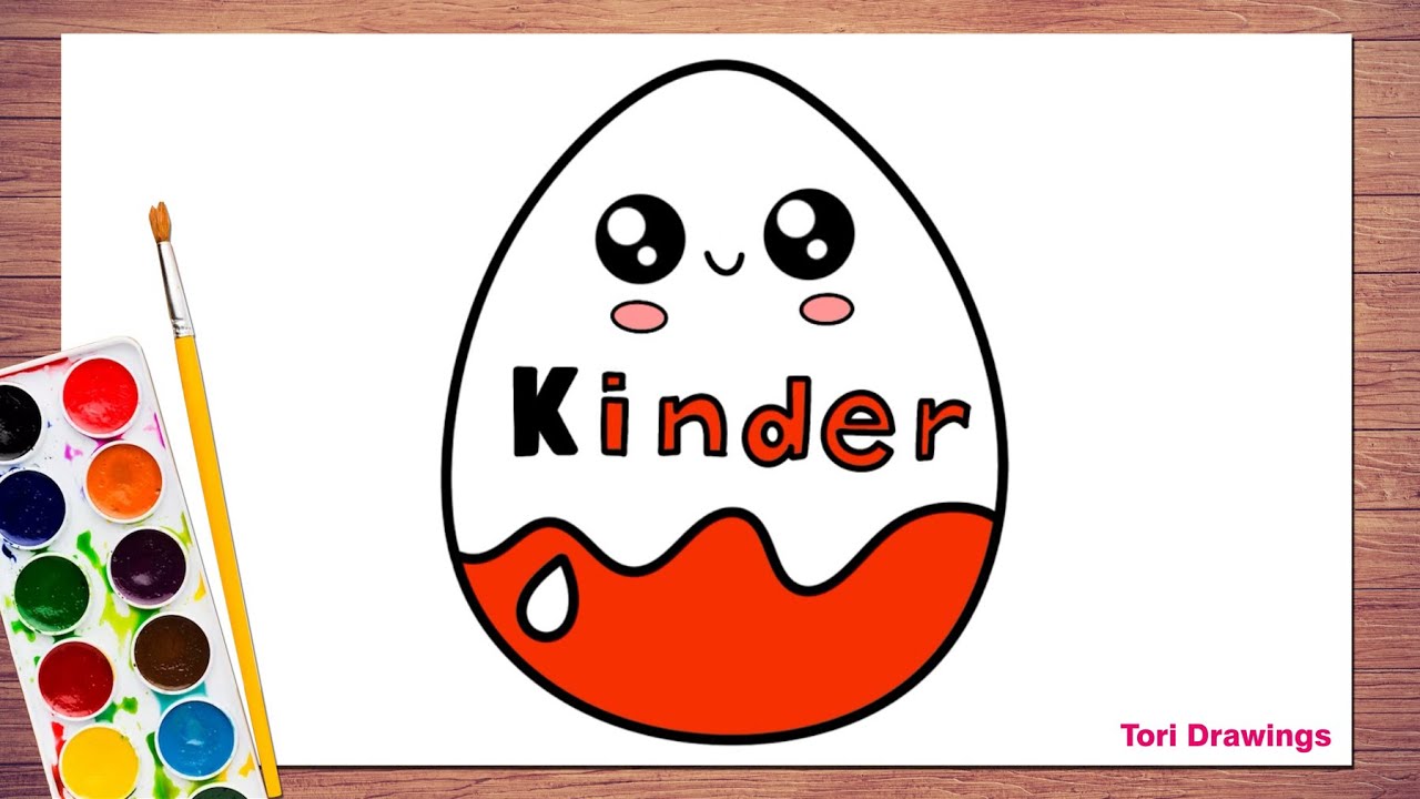 Как нарисовать конфету Kinder Joy | Пошаговое рисование конфеты Kinder Joy | Рисунок белой и крас...