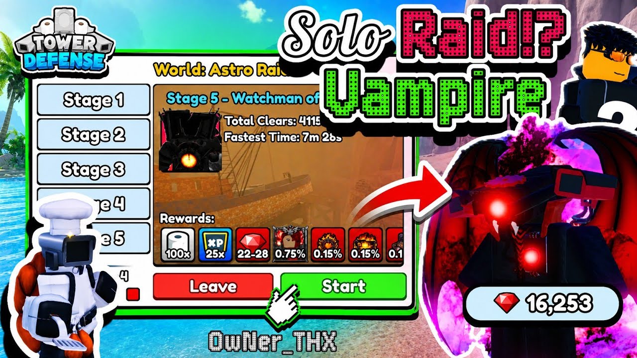 Skibidi Master Tower Defense 🚽 Solo Raid / ใช้ Vampire !?