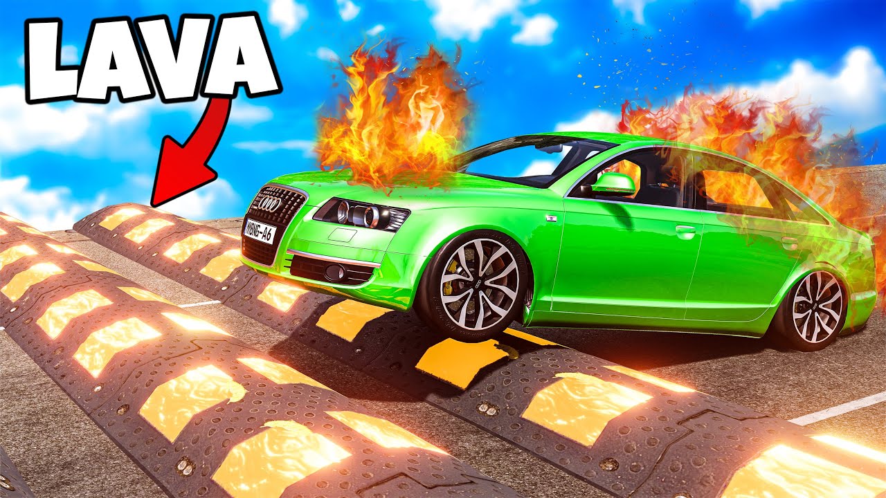 ❄️ AUTA VS OGNISTE PROGI ZWALNIAJĄCE!? | BeamNG Drive |