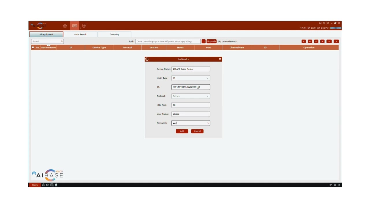 How to add AIBASE device (NVR, XVR, IP Camera) to the AIBASE VMS