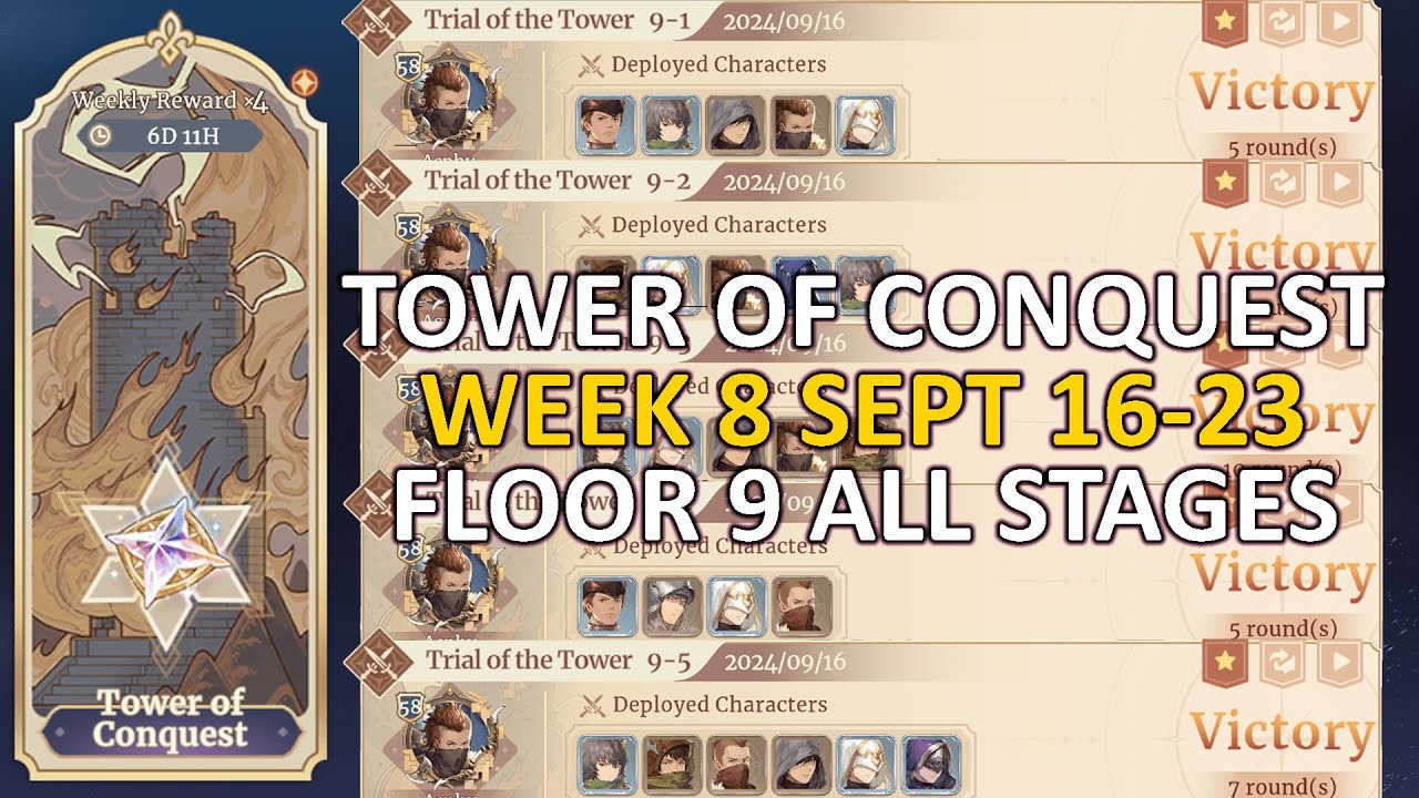Sword of Convallaria Tower 9 All Stages (Week 8 Sept 16-23)