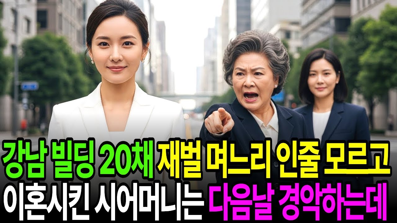 강남 빌딩 20채 재벌 며느리인줄 모르고, 이혼시킨 시어머니는 다음날 경악하는데..