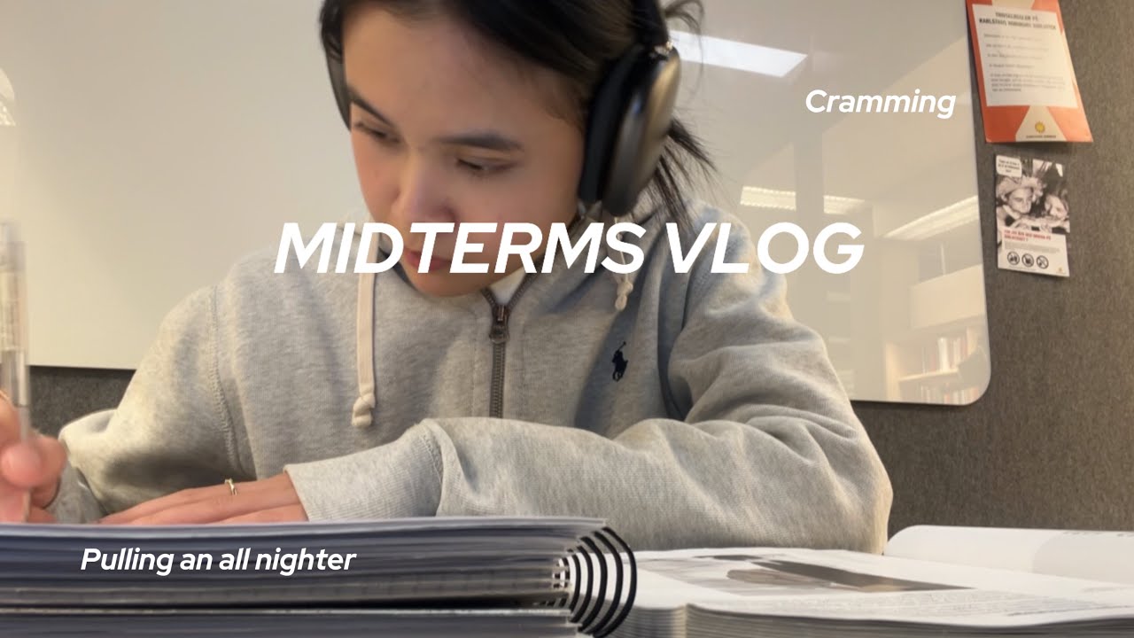 STUDY VLOG: midterms, pulling an all nighter, cramming, skincare & lots of studying