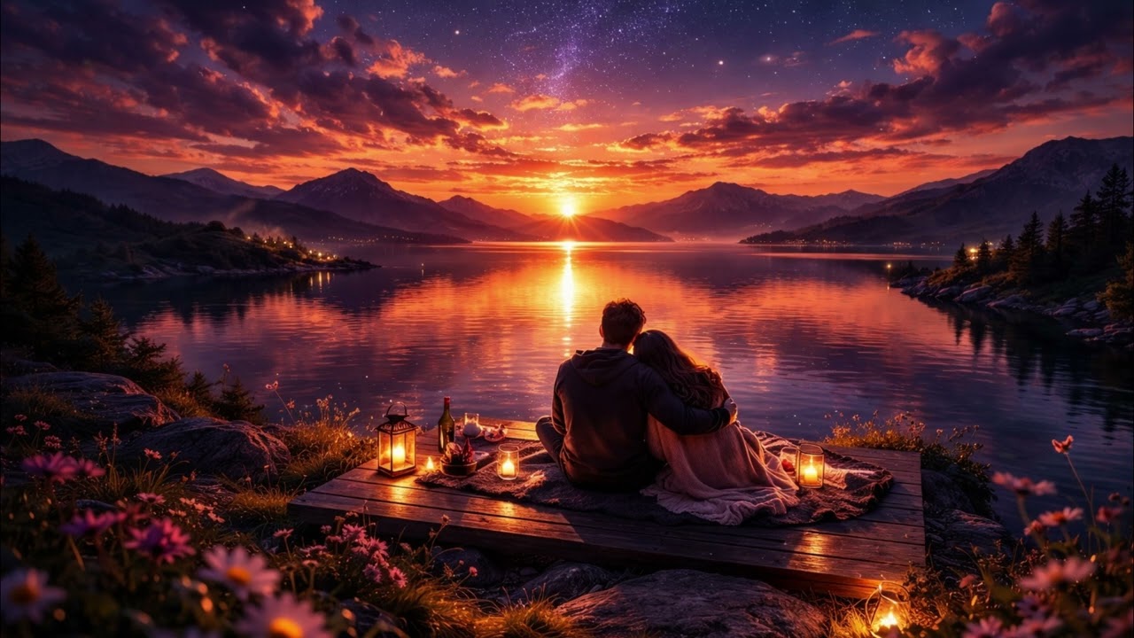 Deep Sleep Piano Music | Golden Sunset Over the Lake – 10 Hours