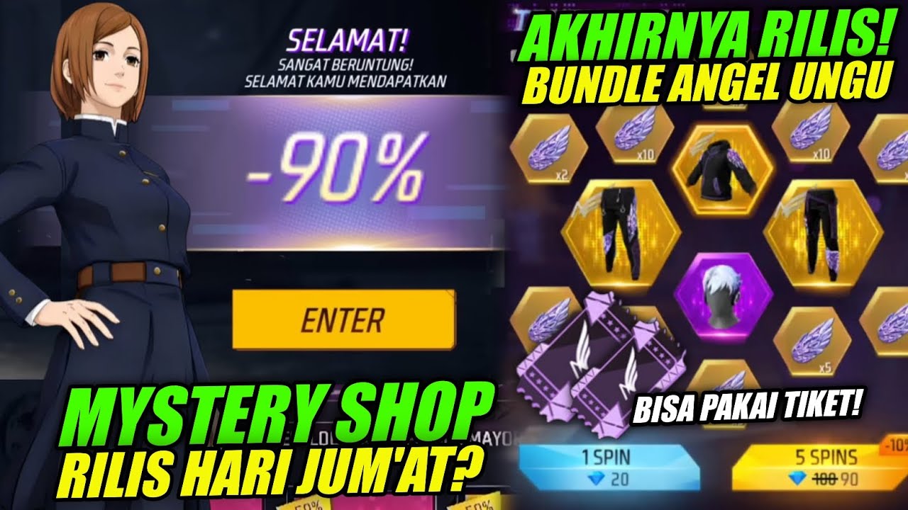 RESMI RILIS!! 😱 MYSTERY SHOP JUJUTSU KAISEN FF + KAPAN BUNDLE ANGEL UNGU RILIS!