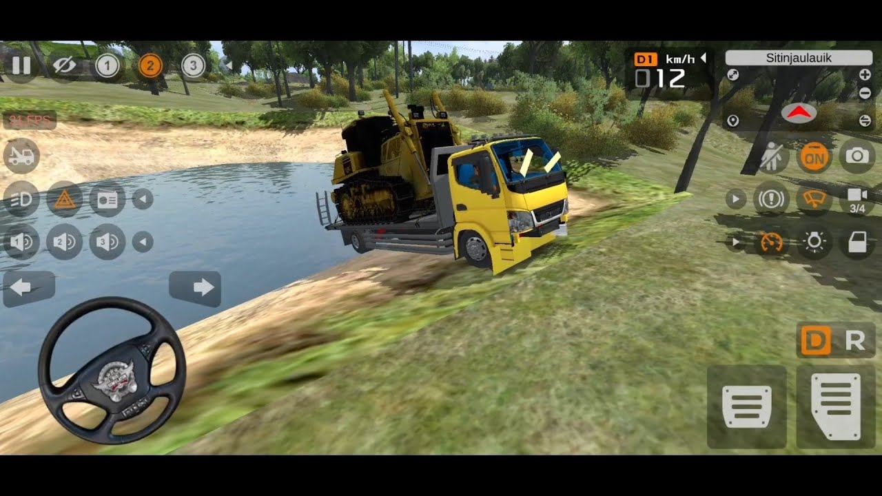 KEREN PERMAINAN TRUK CANTER SELF LOADER BAWA ALAT BERAT DIKUBANGAN AIR -GAME BUS SIMULATOR INDONESIA