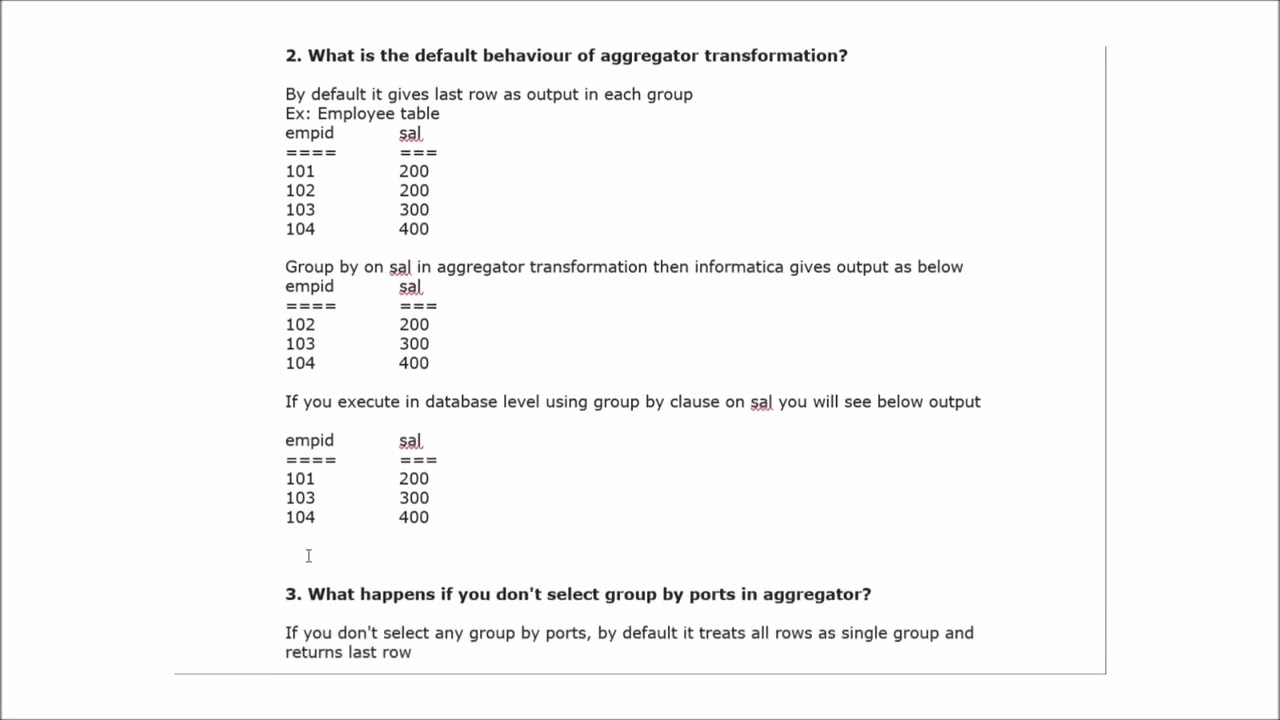 Interview Questions on Aggregator|Informatica interview questions and answers for experienced -Part7