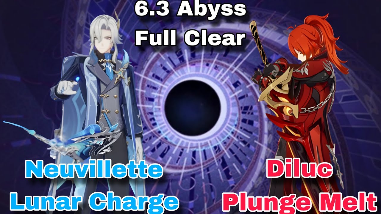 [6.3 Abyss] Neuvillette Lunar Charge & Diluc Plunge Melt || Genshin Impact