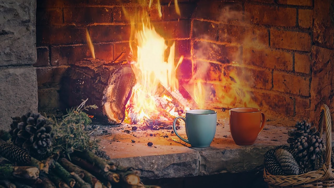 Beautiful Instrumental Christmas Music with Fireplace, Yule Log,  
