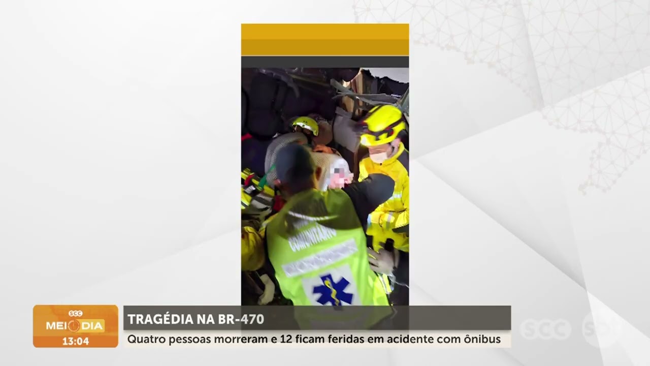 Acidente com ônibus deixa quatro mortos e 12 feridos na BR-470 em SC | Segurança | SCC Meio-Dia