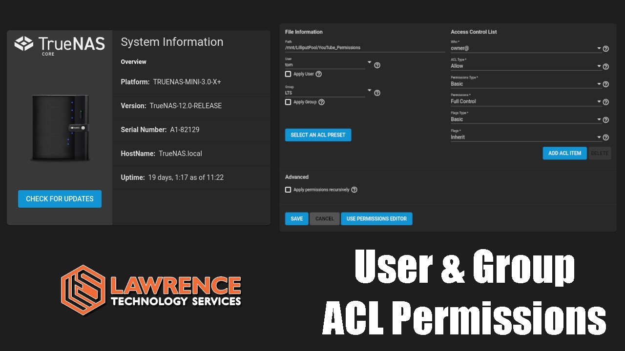 TrueNAS Core 12 User and Group ACL Permissions and SMB Sharing