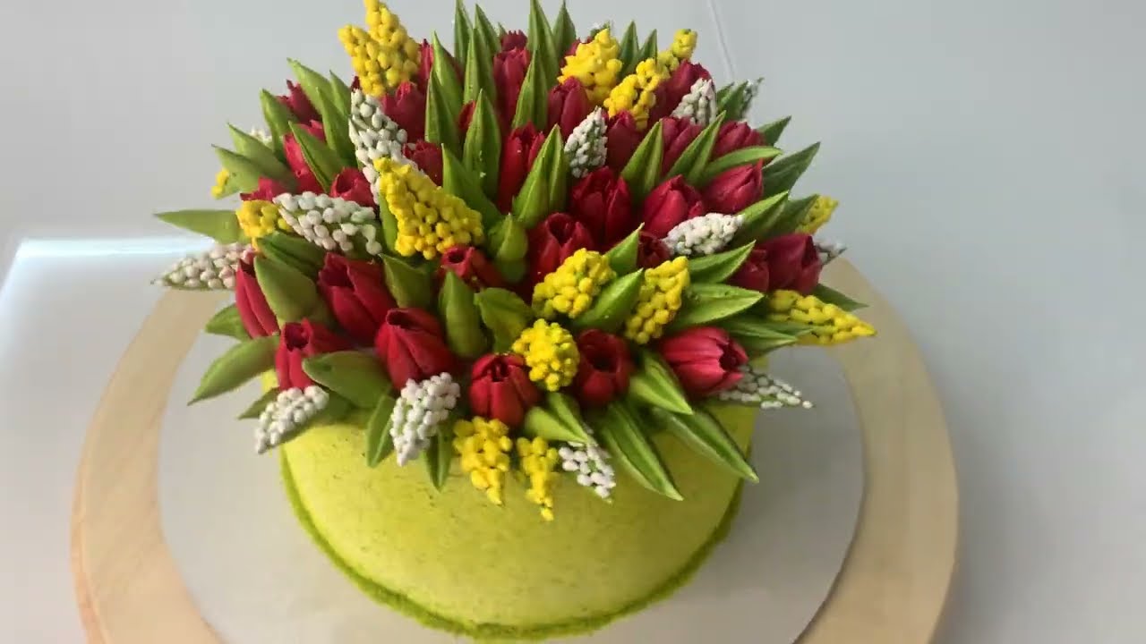 Сплошное РАЗОЧАРОВАНИЕ 🤔 а не ТОРТ! ВЕСЕННИЙ торт с ТЮЛЬПАНАМИ 🥰