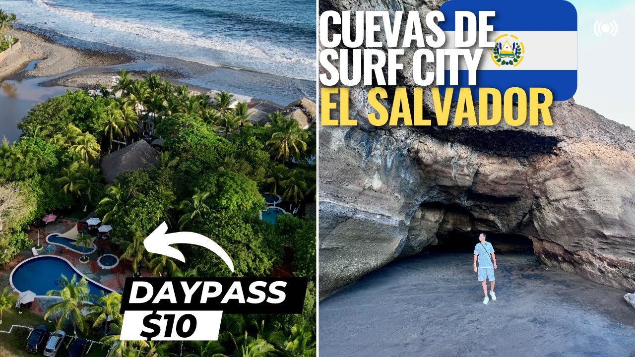 Enorme CUEVA de SURF CITY 😳✌🏻🇸🇻El Salvador | Playa Linda Sunzal