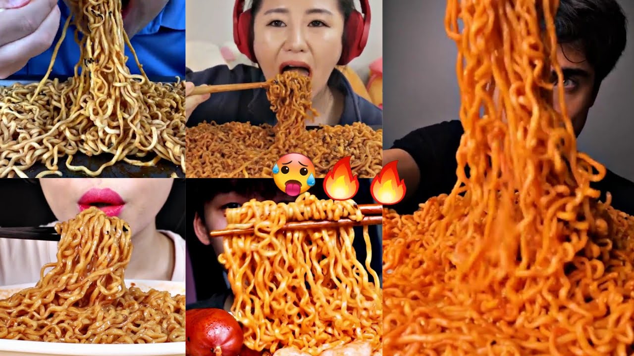 ASMR SPICY BULDAK FIRE NOODLES 🔥🔥🥵 //MUKBANG COMPILATION 