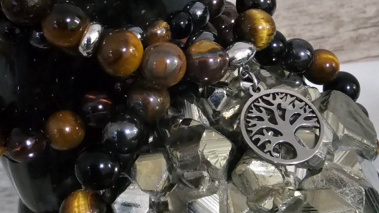 🔴 24/7 Night Protection Crystal ASMR 🌙 Obsidian, Tiger Eye & Hematite | Calm & Energy Shield 4K