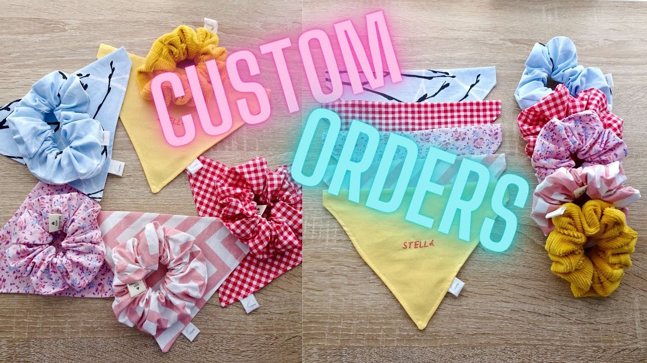 Making CUSTOM ORDER to my dog owners//scrunchies with matching dog bandana!