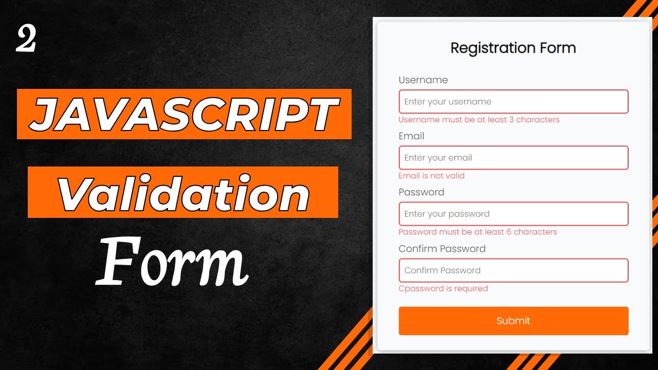 JavaScript Validation in HTML Registration Form | HTML Structure  #javascript