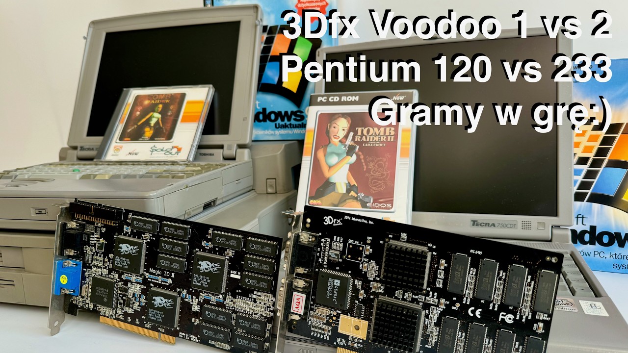 3Dfx Voodoo 1 i 2 - jedna stacja dokująca - dwa laptopy - gram i testuję