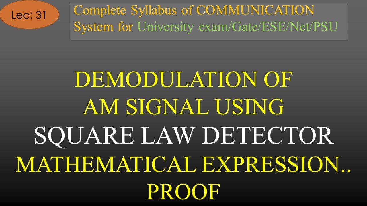 Square Law Detector: Mathematical Proof Part-2 | Com Sys | R K Classes | Hindi | Lec-31 |