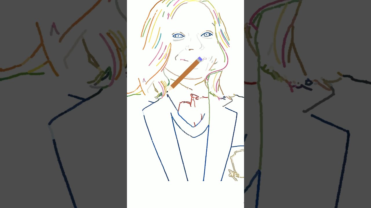 Drawing Enid Sinclair (Wednesday) with ONLY ONE Line! 🌈⚡