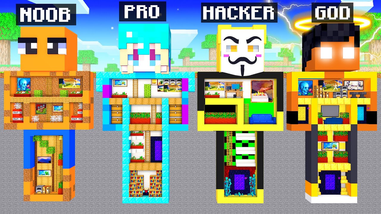 Base Secreta de NOOB vs PRO vs HACKER vs DEUS no Minecraft
