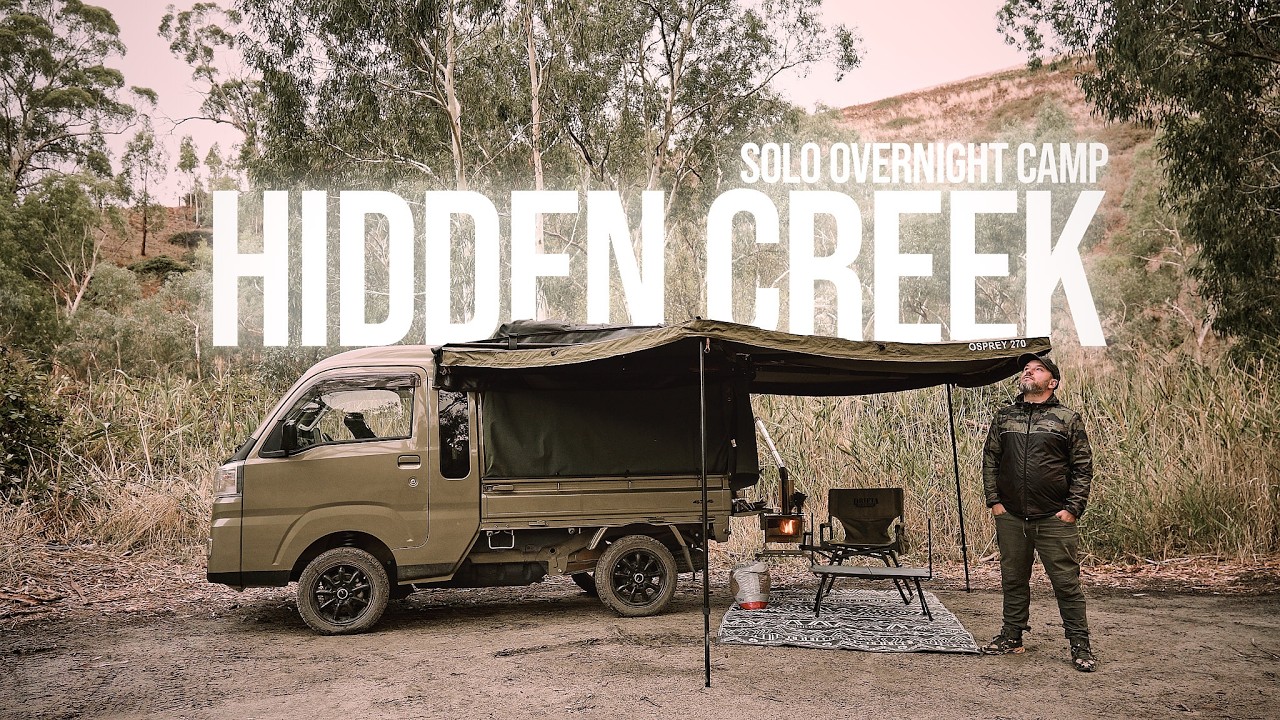 Cozy Winter Camp by a Hidden Creek in my Hijet Kei Mini Truck and Tent Stove Setup