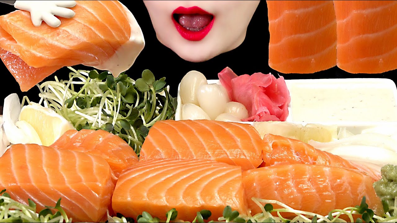 연어회, 홀스래디쉬 소스 ASMR |  Salmon sashimi, Holthrash sauce | NO TALKING EATING SOUNDS MUKBANG