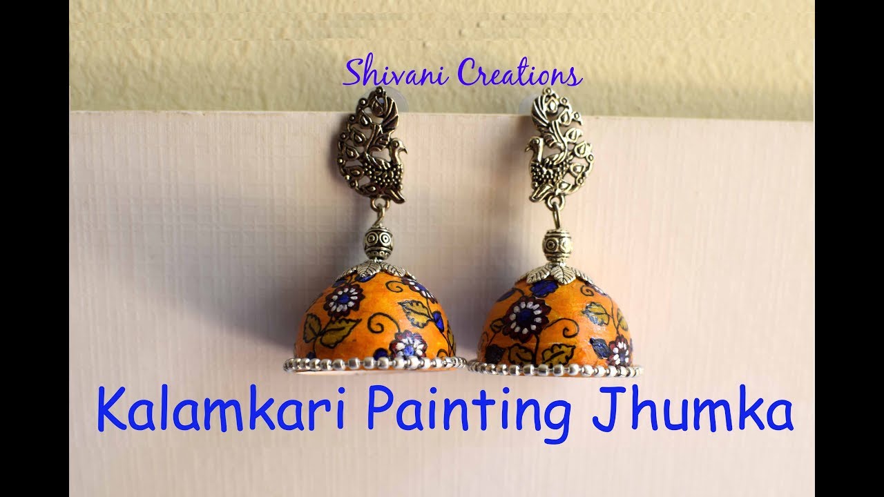How to make Kalamkari Painting Jhumka/ Handmade Quilled Earrings/ Indian Folk Art