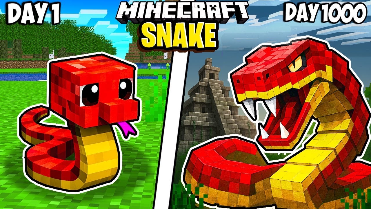 I Survived 1000 Days as a SNAKE in Minecraft