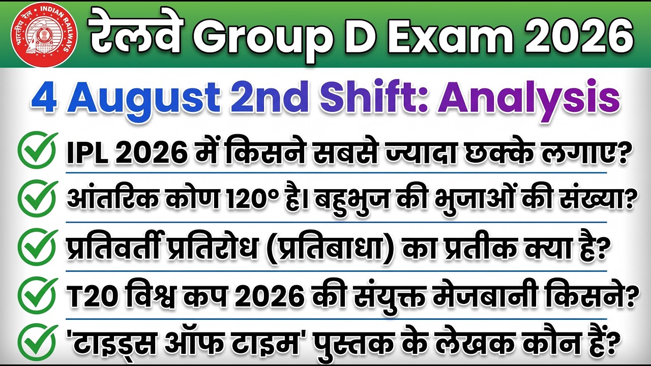 RRB Group D 4 August 2026 2nd Shift Analysis | GK GS Questions | Exam Analysis Today|GK GS Questions