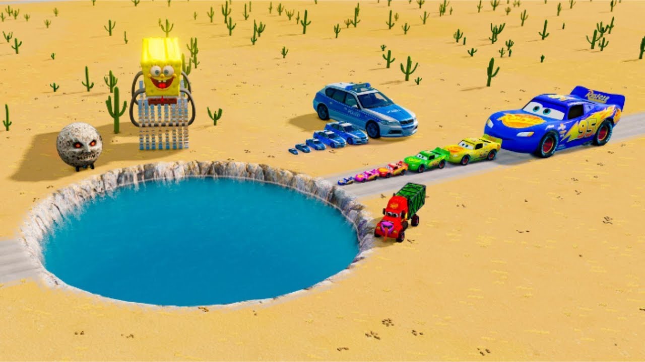 Big & Small McQueen & Police Car vs Zombie Mack  BeamNG.drive