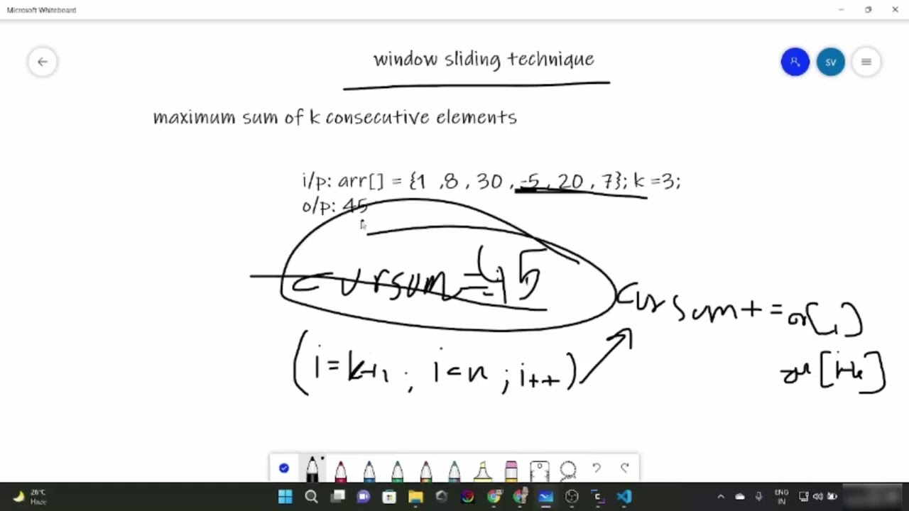 Largest sum subarray of size K containing consecutive elements