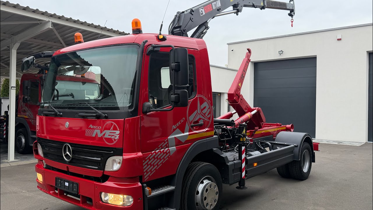 Mercedes-Benz Atego 1218 hákový nosič kontajnerov hydraulická ruka / container hooklift with crane