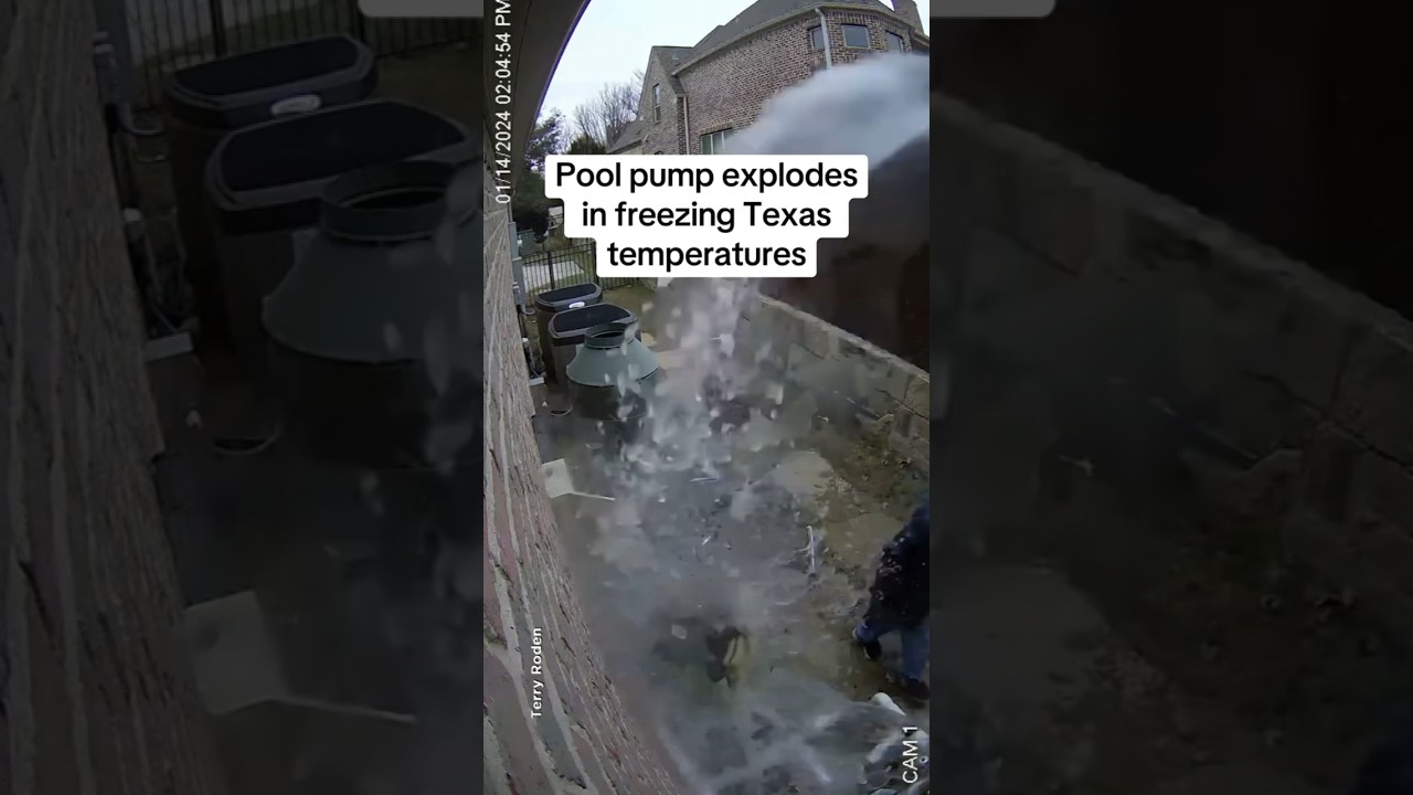 Pool pump explodes in freezing Texas temperatures #shorts