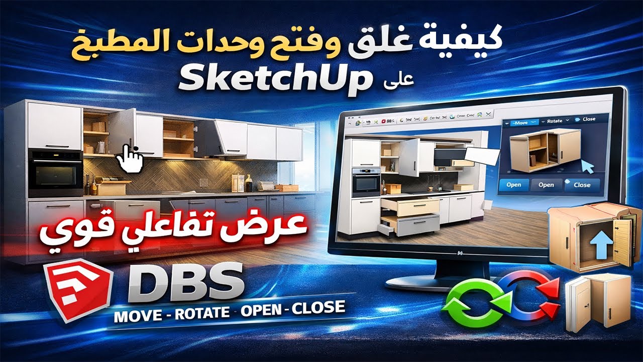 كيفية غلق وفتح وحدات المطبخ على برنامج SketchUp وعمل عرض تفاعلي قوي لعملاءك