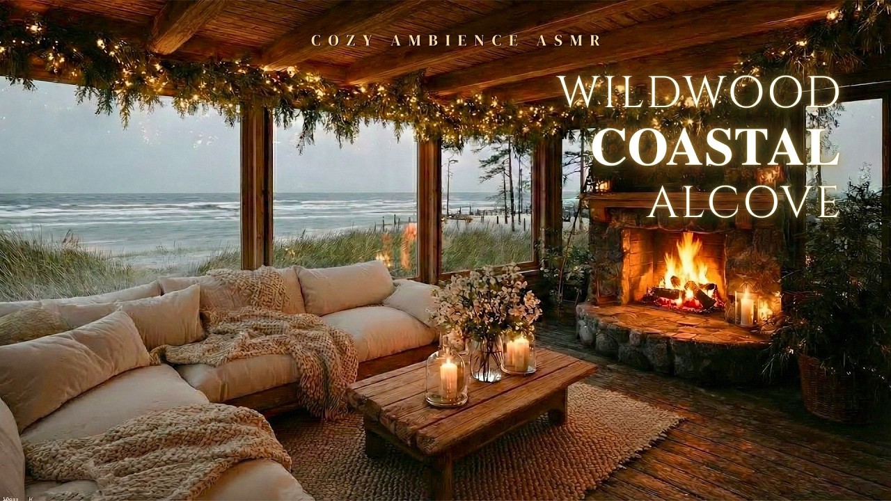 Wildwood Coastal Alcove 🕯️ Seaside Fireplace for Emotional Reset