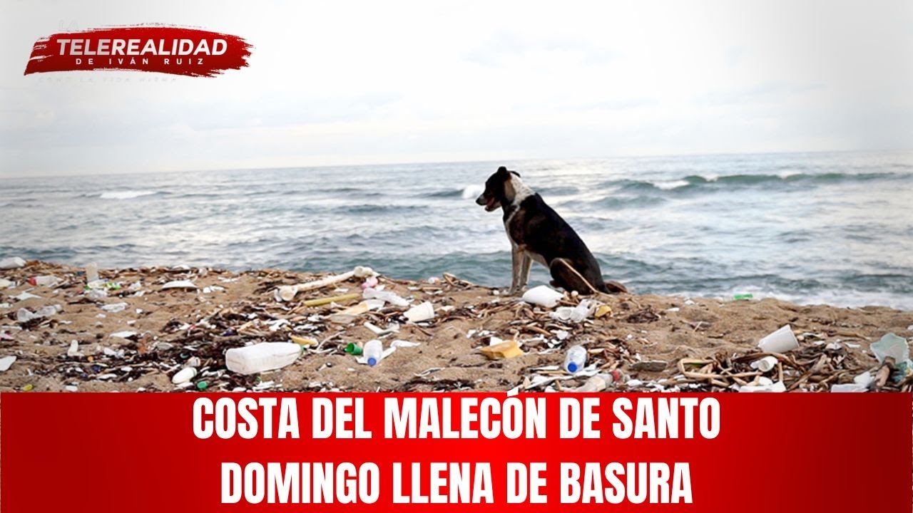 Costa del Malecón de Santo Domingo llena de basura.