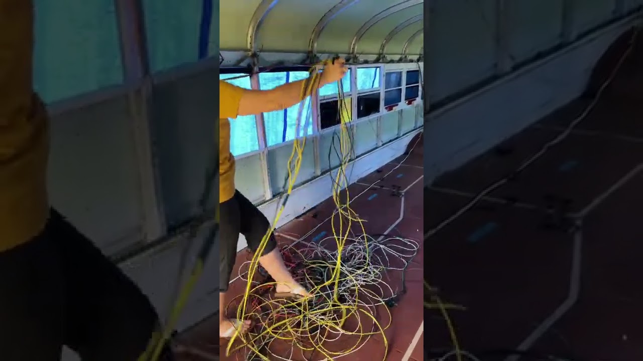 Removing Bus Wires // School Bus Tiny House Build #Shorts