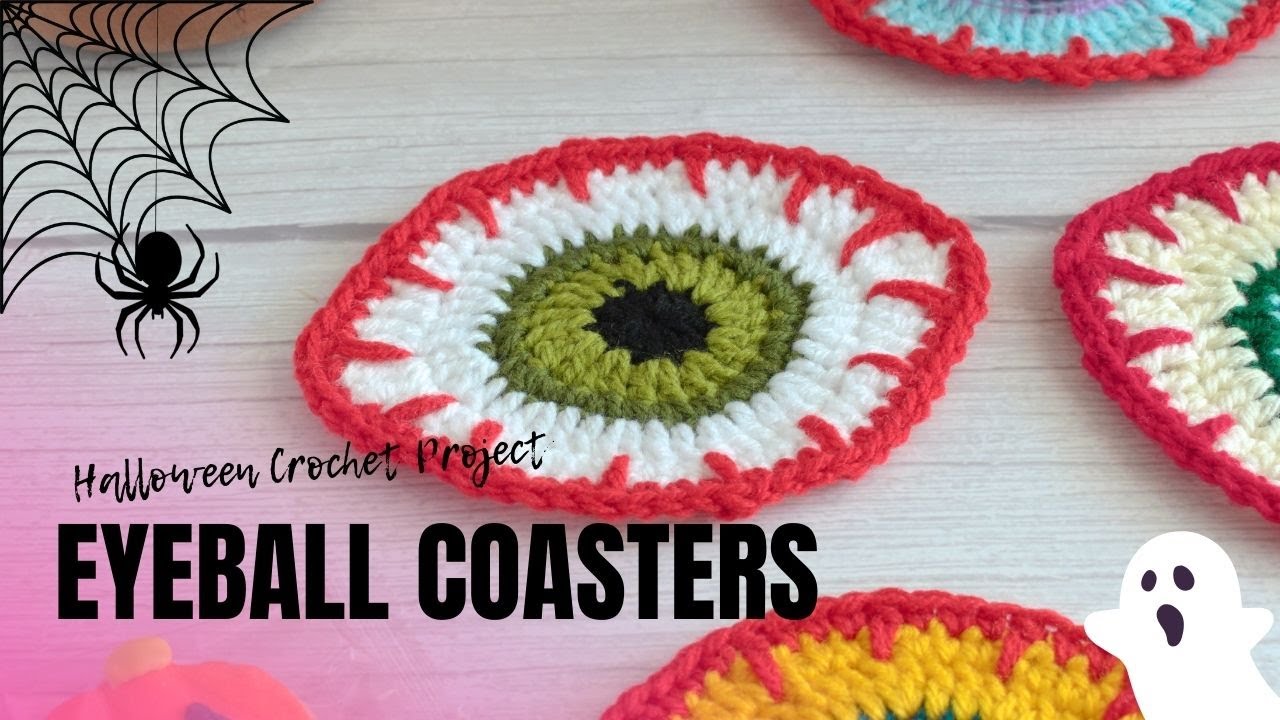 Halloween Crochet Projects Tutorial | Crochet Eyeball Coaster | Easy Beginner Halloween Crochet