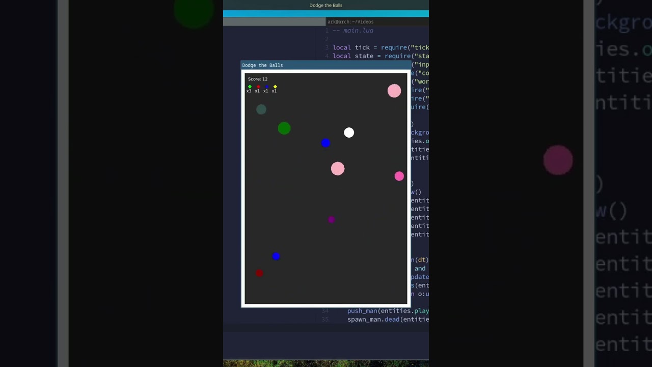 Playing Dodge the Balls v2 #shorts #love2d