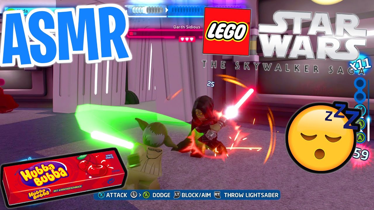ASMR Gaming 😴 LEGO Star Wars Skywalker Saga! Relaxing Gum Chewing 🎮🎧 Controller Sounds + Whispering💤