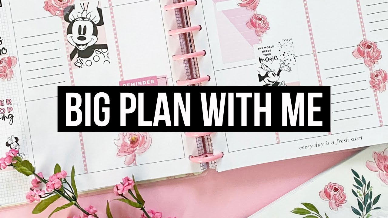 Plan With Me // Big Happy Planner // All Pink Spread for Breast Cancer Awareness // Minnie & Florals