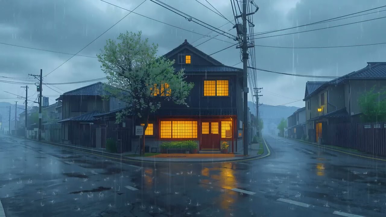 Rainy Café Ambience 🌧️ Calm Japanese Lofi for Study
