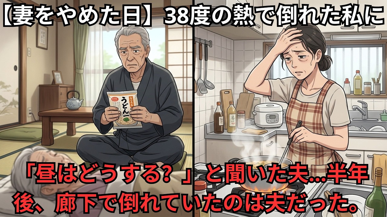 【妻をやめた日】38度の熱で倒れた私に「昼はどうする？」と聞いた夫…半年後、廊下で倒れていたのは夫だった。【朗読・アニメ漫画】
