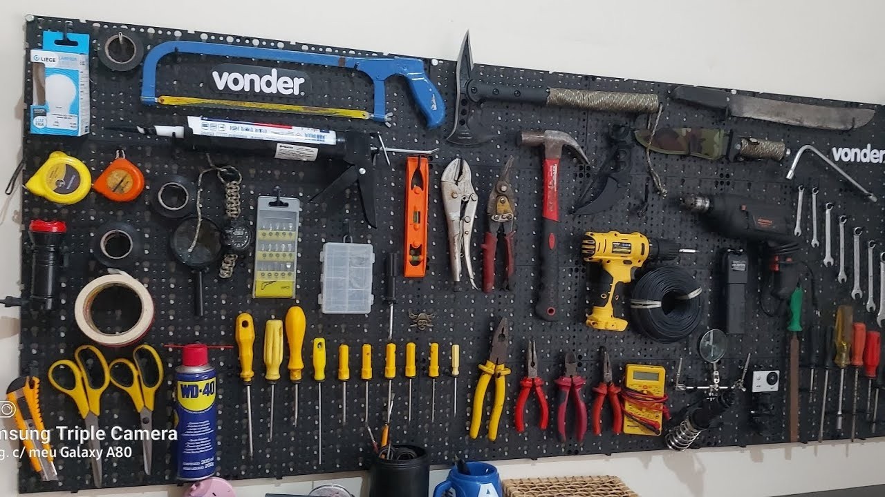 Instalação e Organização: Painel P/ Ferramentas Plástico Perfurado + 48 Ganchos MERCADO LIVRE