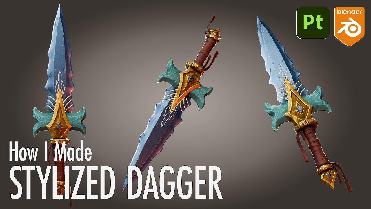 How I Made Stylized Dagger in Blender and Substance Painter #blender3d #substance3dpainter