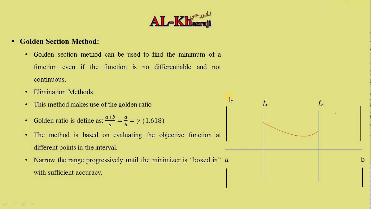 Numerical Optimization Techniques Golden Section Method