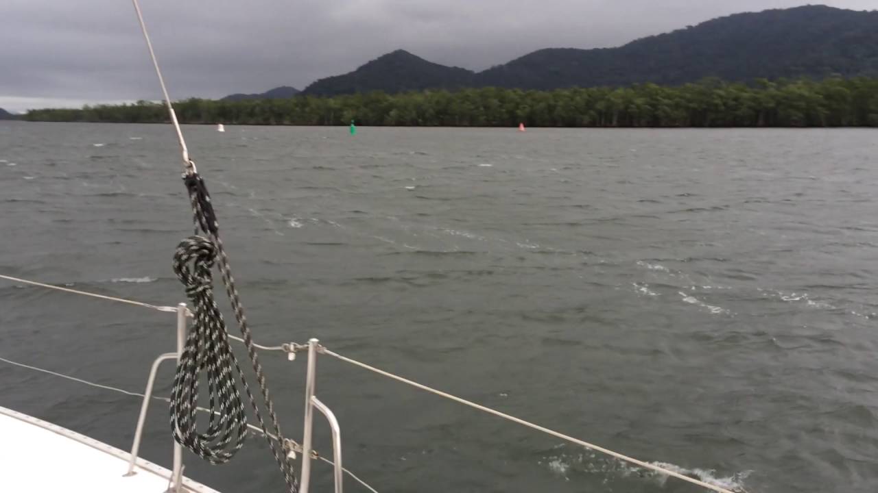 Simply sailing - strong ebb tide and bad weather at the marina.