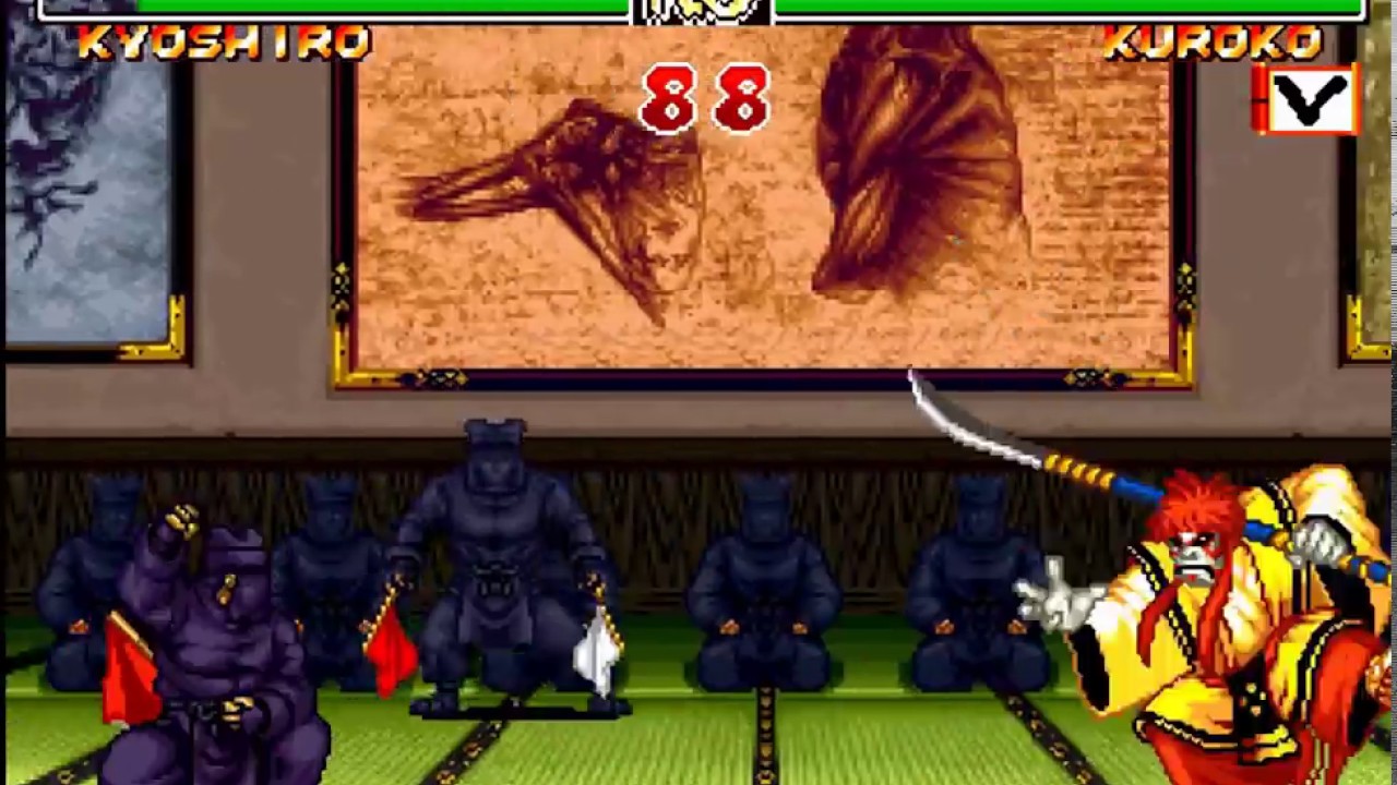Samurai Shodown II - Kyoshiro vs Kuroko Gameplay