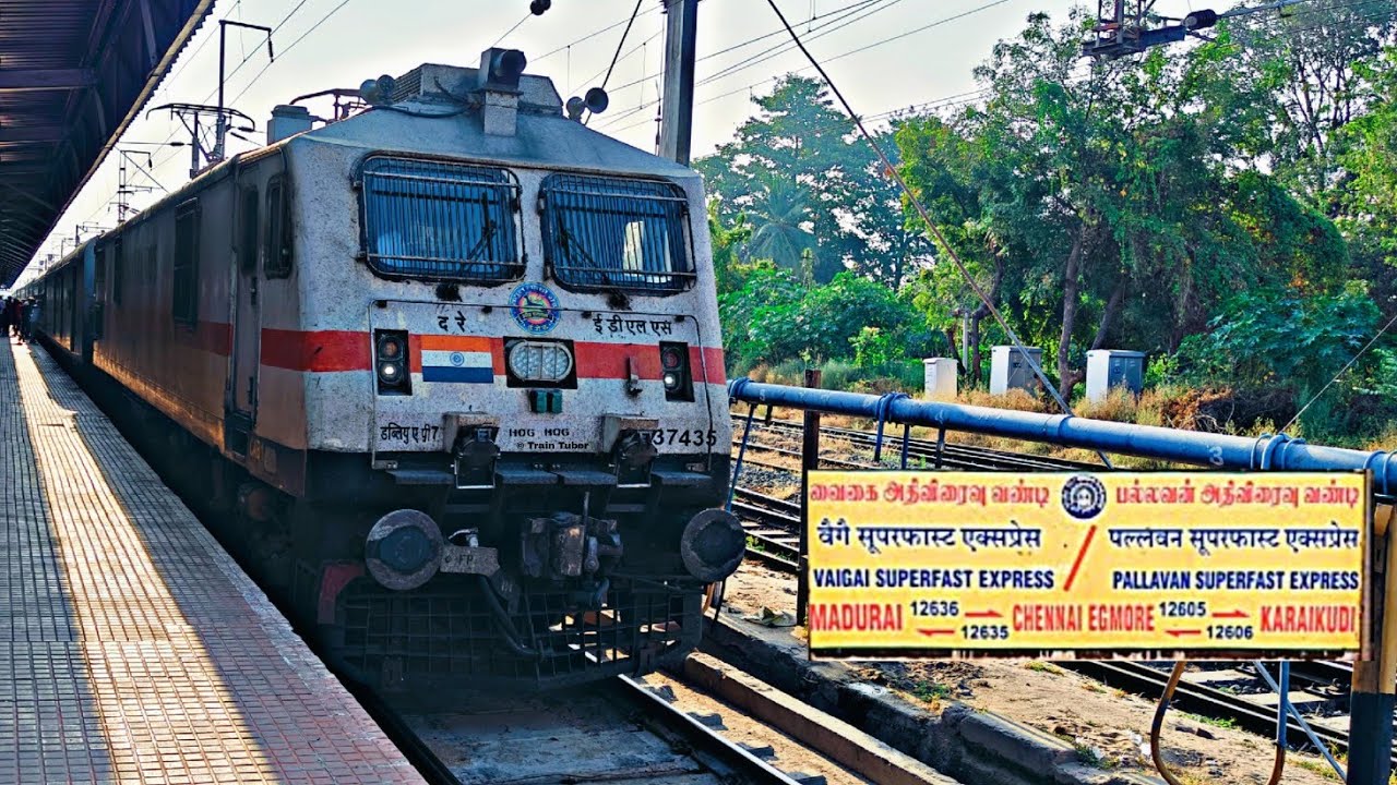 TRICHY To MADURAI Train Journey on Vaigai Superfast Express | High Speed Crossings | 12635 | HD